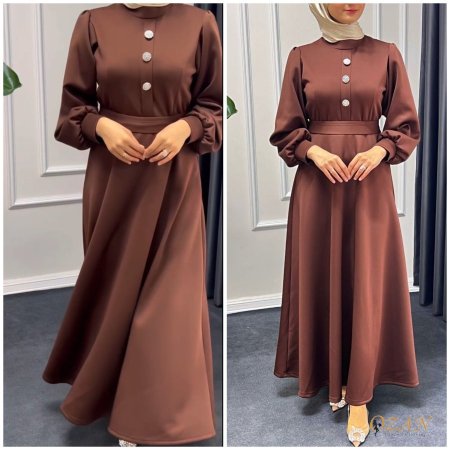 فستان سكوبا  - بني <br> <span class='text-color-warm'>نفذت الكمية ( Sold Out )</span>