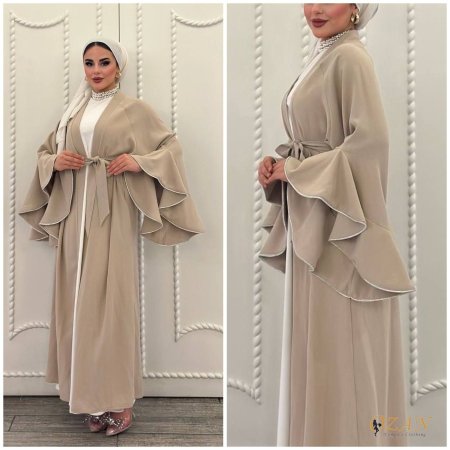 عباي بكُم واسع مرصّع - بيج <br> <span class='text-color-warm'>نفذت الكمية ( Sold Out )</span>