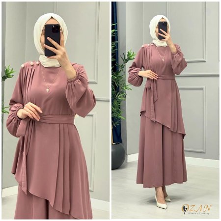 طقم لؤلؤ ~ بنطلون عريض  - نود <br> <span class='text-color-warm'>نفذت الكمية ( Sold Out )</span>