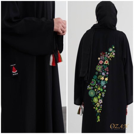 عباي خارطة فلسطين - تطريز مورّد <br> <span class='text-color-warm'>نفذت الكمية ( Sold Out )</span>