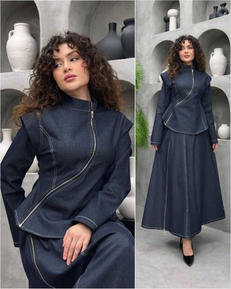 طقم تنّورة جينز عصري