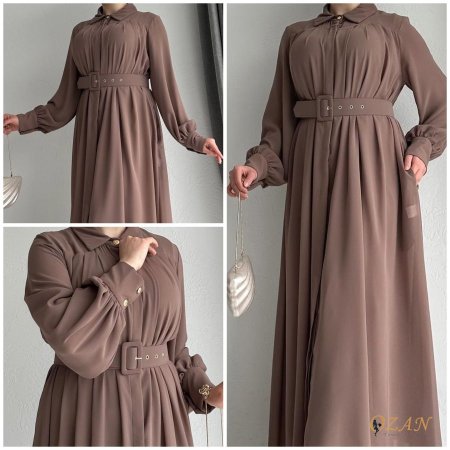 فستان 3 قطع  - بني <br> <span class='text-color-warm'>نفذت الكمية ( Sold Out )</span>