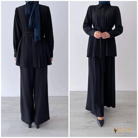 طقم بنطلون كسرات  - اسود <br> <span class='text-color-warm'>نفذت الكمية ( Sold Out )</span>