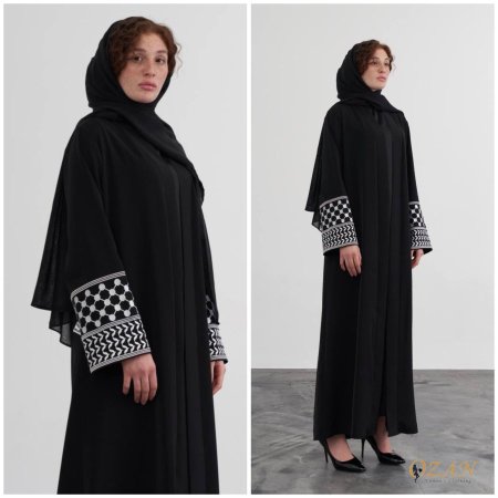 عباي الكوفية الفلسطينية  - اسود <br> <span class='text-color-warm'>نفذت الكمية ( Sold Out )</span>