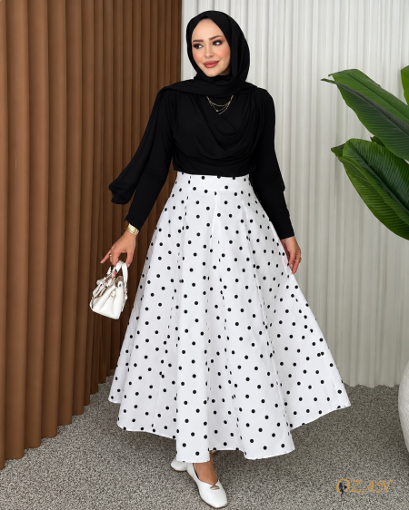 طقم تنورة polka dots