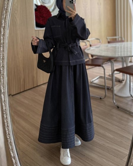 طقم تنّورة جينز